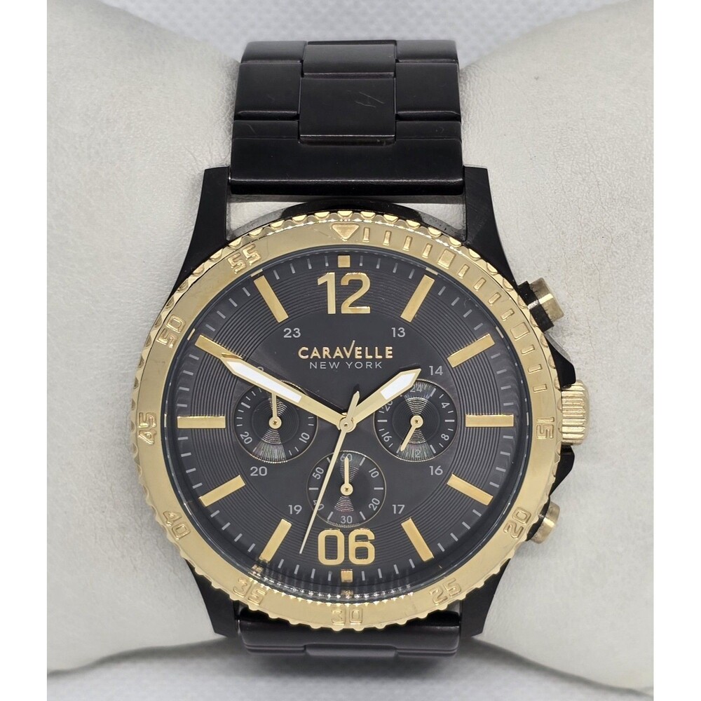 Men's Caravelle New York by Bulova 45A119 Gunmetal Finish Chronograph Watch 12